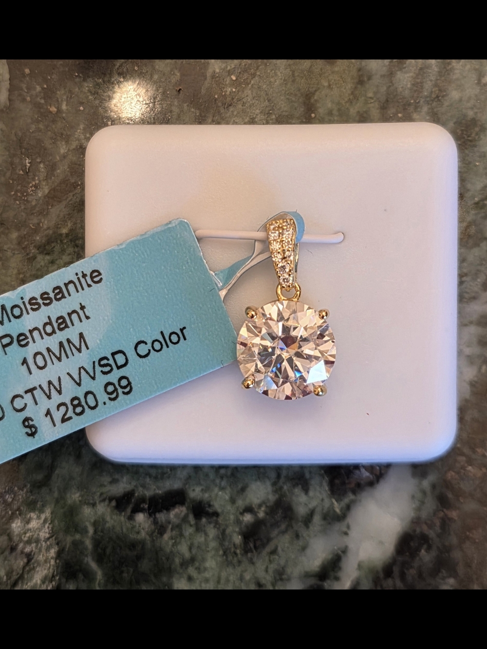 925 Sterling Silver Gold-Tone 4CT Moissanite Pendant